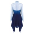 thumbnail image 3 of SiiRoh Women Figure Skating Dress Long Sleeve Gradient Color Dance Competition Party Shiny Rhinestones Dress Blue XL, 3 of 6