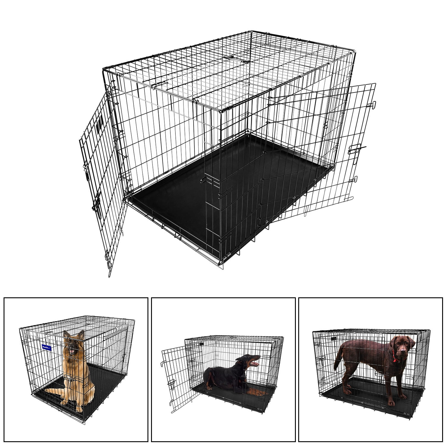 iMounTEK [Folding Metal] Dog Crate /Cage / Kennel with Tray. [Puppies