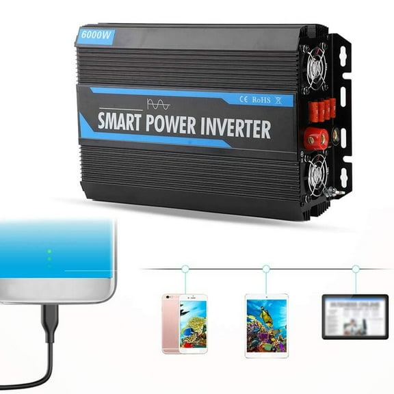 Carevas 6000-Watt Continuous 12000-Watt Surge Power Inverter with LCD Digital Display for RV Car