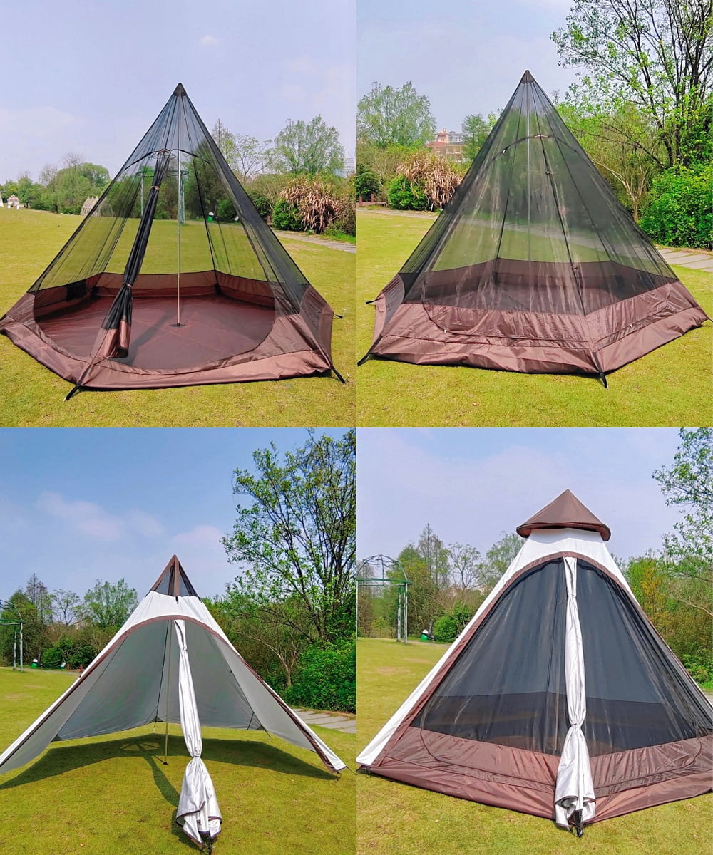 12'x 10' x8'Large Space  Bell Tipi Tent for Family 3-4 Person Camping Tents Double Layers Lightweight Waterproof Teepee Pyramid Tent