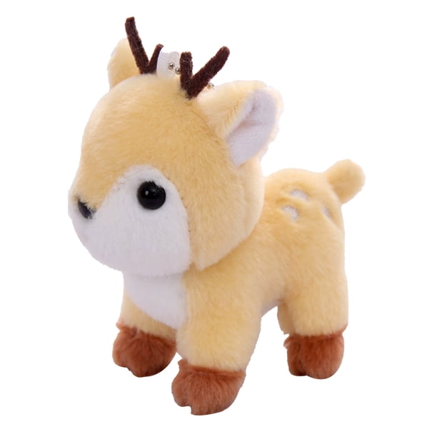 Peluche de ciervo navideño CLLC, adorno navideño de peluche, adorable mini ciervo de peluche, muñeco de animales del bosque, ideal para decoración navideña, regalo de cumpleaños (beige).