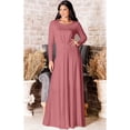 thumbnail image 3 of KOH KOH Long Sleeve Modest Fall Winter Elegant Evening Flowy Empire Waist Full Floor Length Cocktail Formal Tall Pleated Maxi Dress Gown Abaya For Women Cinnamon Rose Pink XX-Large US 18-20 NT009, 3 of 6