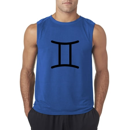 Trendy USA 950 - Men's Sleeveless Gemini Symbol Zodiac Sign The Twins Large Royal