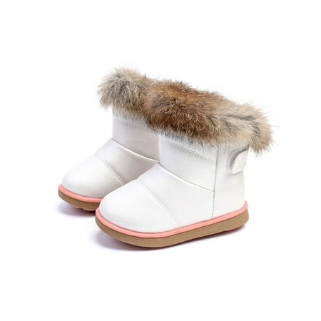 

SIMANLAN Toddler Girl Snow Boots Waterproof Winter Warm Booties Non Slip Lightweight Outdoor Shoes (Infant/Toddler) White US 11C