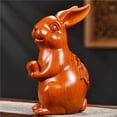 thumbnail image 4 of Rosewood carved rabbit figurine, a zodiac rabbit mascot for home, living room, and office decorations., 4 of 4