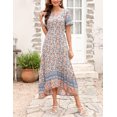 thumbnail image 6 of Yesfashion Wholesale Womens Summer 2025 Short Sleeve V Neck Floral Print Casual Midi Dresses, 6 of 8