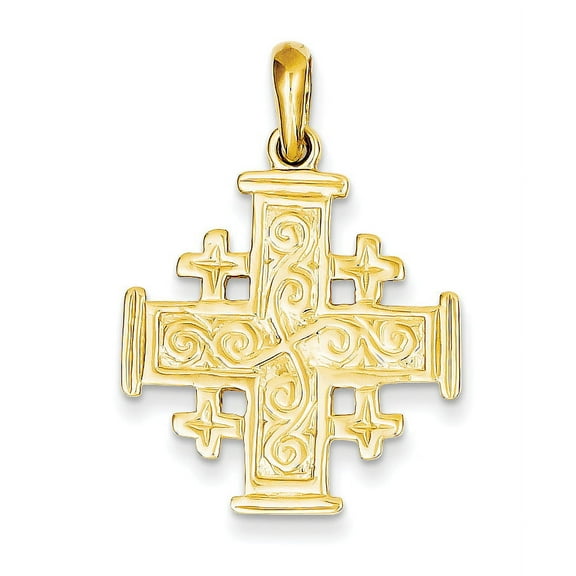 Finest Gold 14K Yellow Gold Jerusalem Cross Pendant