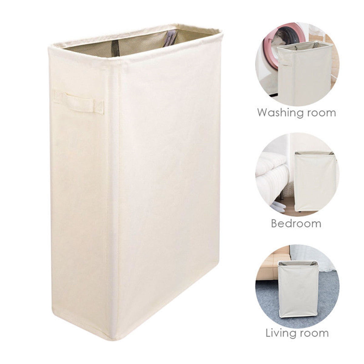 Rolling Laundry Dirty Clothes Hamper Wheels Narrow Slim Small Basket 22"