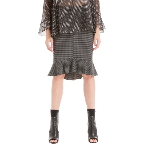 Max Studio London Falda lápiz con volantes para mujer, negro, pequeño