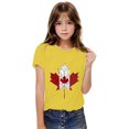 thumbnail image 6 of Girls Canada Day Maple Leaf Tshirts Summer Short Sleeve Patriotic Shirts Kids Crew Neck Cotton T-Shirts Yellow， 3 Years, 6 of 7
