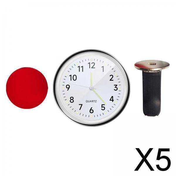 5x Reloj Automotriz, Adorno para Coche, Reloj Luminoso de Bolsillo, Accesorios Redondos Clásicos para Coche, Regalos para Salpicadero de Vehículo, Bar 5 piezas
