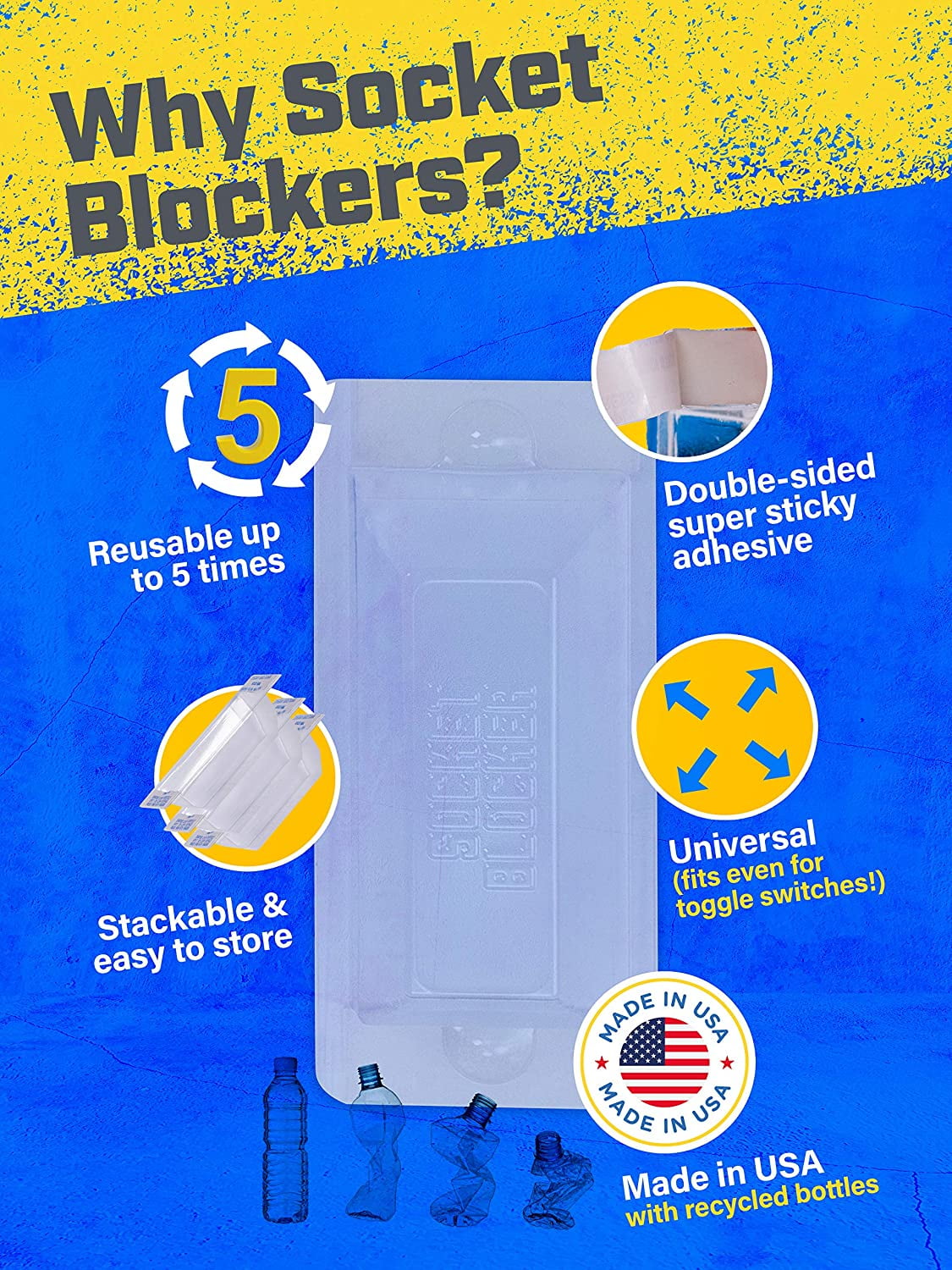 Socket Blocker – The Smarter Outlet Cover for Drywall & Painting – Better Than Tape for Remodeling & DIY Projects - 60 Pack