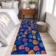 thumbnail image 5 of Summer Ocean Creature Washable Runner Rugs 2'x6', Yellow Shell Nautical Blue Back Low Pile Throw Entryway Rug Non-Slip Sturdy Edge Binding Carpet for Indoor Bedside Entrance Bedside, 5 of 9