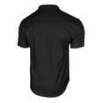 thumbnail image 2 of APEXFWDT Men's Stand Collar Cotton Linen Shirt Casual Short Sleeve Banded Collar Shirt for Vacation,L,Black, 2 of 5