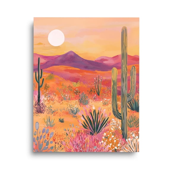 Desert Cactus Print, Southwest Sunset Landscape, Western Desert Poster, Nevada And Texas Wall Art, Saguaro Cactus Decor Home Decor #4109, Unframed Poster Size 8x12