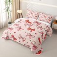 thumbnail image 3 of Erosebridal Pink Red Love Heart Bow Quilt Full for Girls, Cartoon Stars Print Full Bedspread Sets, 3pcs, 3 of 7