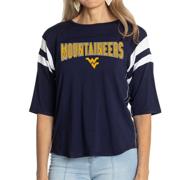 Women's Navy West Virginia Mountaineers Abigail Jersey T-Shirt