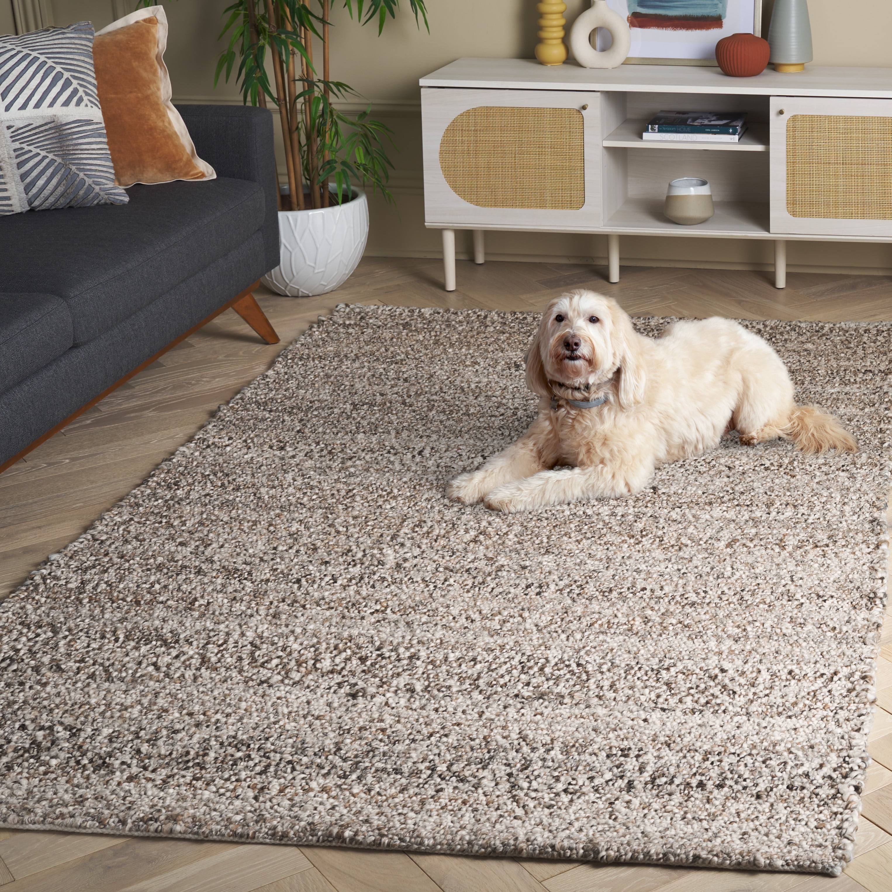 SAFAVIEH Renewal Holden Solid Area Rug, Natural/Gray, 6' x 6' Square