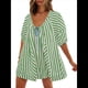 thumbnail image 3 of Mono de Rayas Extragrande para Mujer, Vestido Corto, Mono, Ropa de Playa para Vacaciones con Bolsillos. Verde L, 3 of 7
