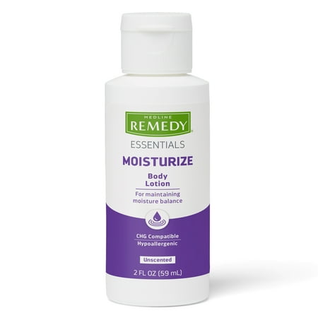 Medline Remedy Essentials Moisturizing Body Lotion Unscented (2 oz Bottle), Travel-Size, Hydrating, Non-Greasy, For Dry Skin