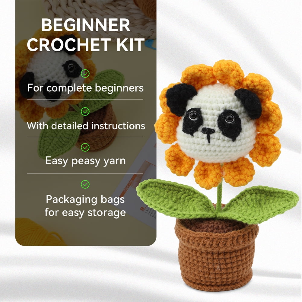 UzecPk Beginners Crochet Kit, Cute Flower Crochet Kit for Beginers
