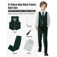 thumbnail image 3 of Boys Suit Formal Dress Clothes Big Boy Wedding Outfit Vest+Pants+Dress Shirt+Chain+Adjustable Tie 6-10Y, 3 of 7