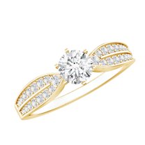 Rosec Jewels - Half Ct Diamond Ring Wedding (5 mm) - Ef-Vs Quality Lab Created Diamond Elegant Engagement Ring, 10K Yellow Gold, US 10.00