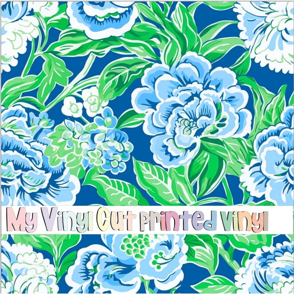 Printed Adhesive Vinyl Chinoiserie H Pattern Permanent Adhesive (Medium Scale)