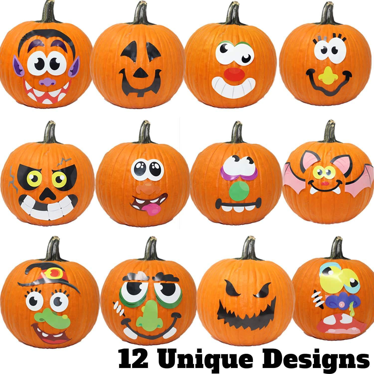 JOYIN Make 40 Faces Pumpkin Decorating Stickers with 18 Sticker Sheets in 12 Different Designs and Sizes Halloween Party Supplies Trick or Treat Party Favors