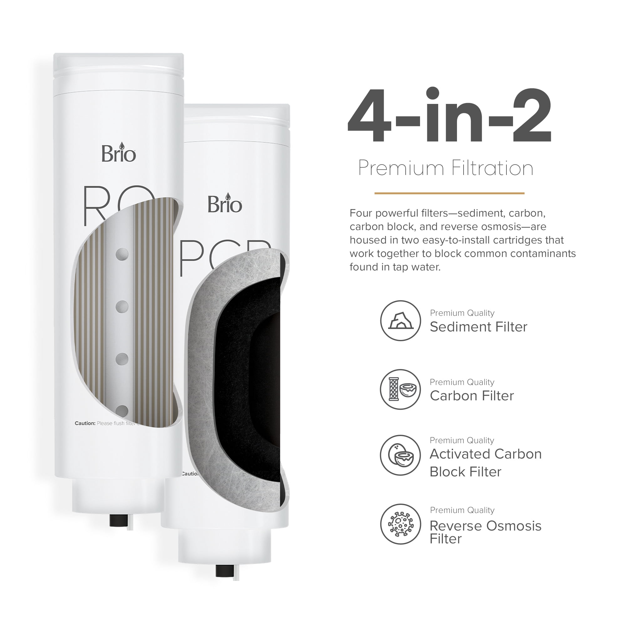 Brio Tankless Reverse Osmosis Water Filtration Smart Faucet, 700 GPD, 2:1 Pure Drain, 4-in-2 Filter