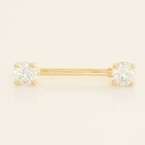 Anygolds 14K Real Solid Gold 14K REAL Solid Gold Cubic Zirconia CZ Straight Barbell Nipple Ring Body Piercing Jewelry 14Gauge - MBJ4378-CZY Yellow Gold
