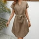 thumbnail image 1 of Vestidos Para Mujer Verano Vestido Casual Liso de Mujer Vestido de Manga Corta Con Cuello En V Vestido Casual Suelto, 1 of 3