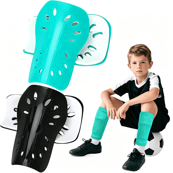 BESTSKY 2 Pairs Shin Guards Soccer for Kids,Shin Pads Extra Lightweight Breathable Slide in Shin Guard for Football Training Match Outdoor Activities Protective Slip-in Shin Guards for Boys Girls