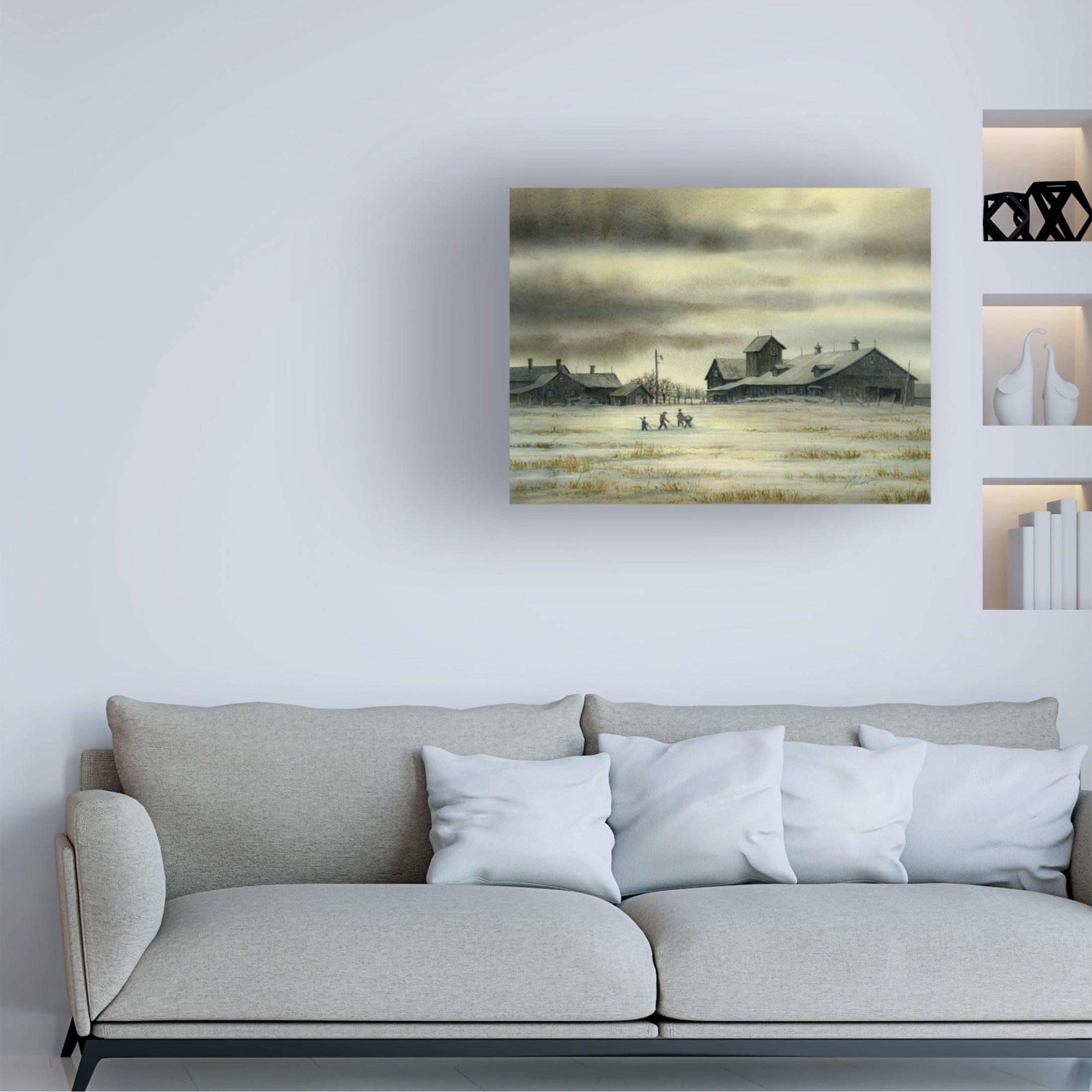 Canvas Wall Art - John Morrow 'Home game' Wall Art for Living Room, Bedroom, or Office Décor by Trademark Fine Art - 24 x 24 Inches