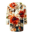 thumbnail image 4 of CYMMPU 3/4 Sleeve Blouses for Women Dressy Casual Round Neck Loose Fit Tunic Tops Summer Trendy Shirts Spring Tops Floral Pattern Lightweight Basic Tees Multicolor XXXXXL, 4 of 5