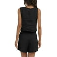 thumbnail image 5 of STARVNC Women Square Neck Sleeveless Shorts Linen Matching 2 Piece Sets, 5 of 7