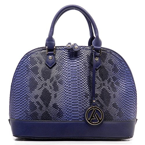2Chique Boutique Women's Navy Blue Python Dome Satchel
