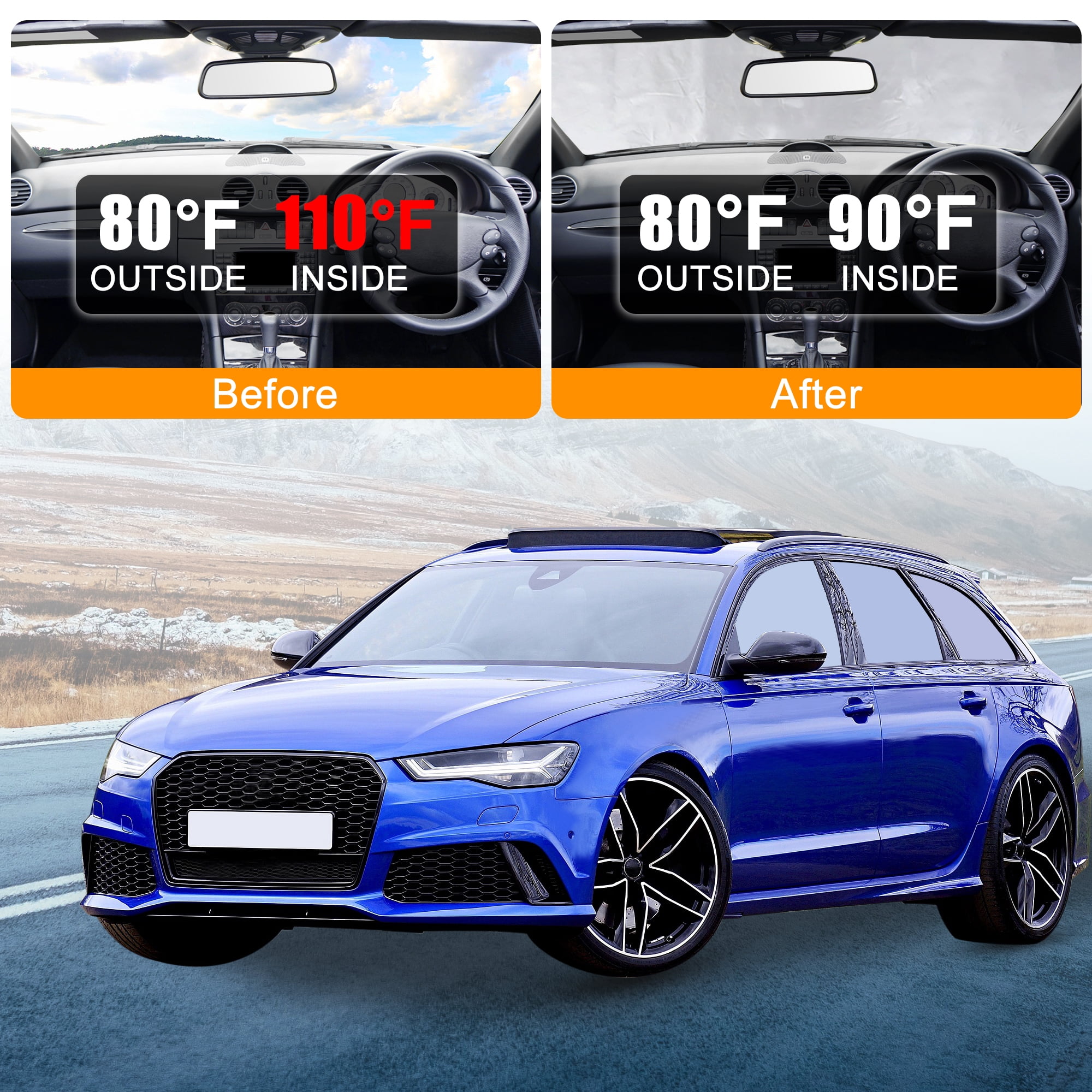 Unique Bargains Car Windshield Cover 65.7"x36.4" Snow Ice Frost Freeze Sunshade