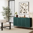 thumbnail image 5 of 59.8” Modern Green Lacquered Wooden Sideboard - 4-Door Buffet Server Cabinet with Ample Storage, Ideal for Living Room, Dining Room, Entryway, or Office., 5 of 12