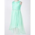 thumbnail image 4 of iiniim Kids Girls Floral Lace Wedding Junior Bridesmaid High Low Chiffon Ball Gown Dress 4-16 Mint Green 12, 4 of 7
