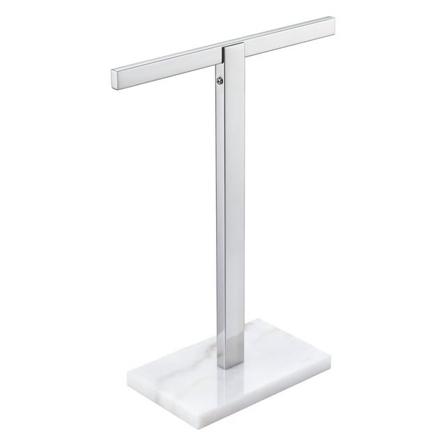 KOKOSIRI Hand Towel Rack Stand Towel Bar with Marble Base for Bathroom Kitchen Vanity Countertop, Polished Stainless Steel 15.7'' Height THS0002-SM-CH
