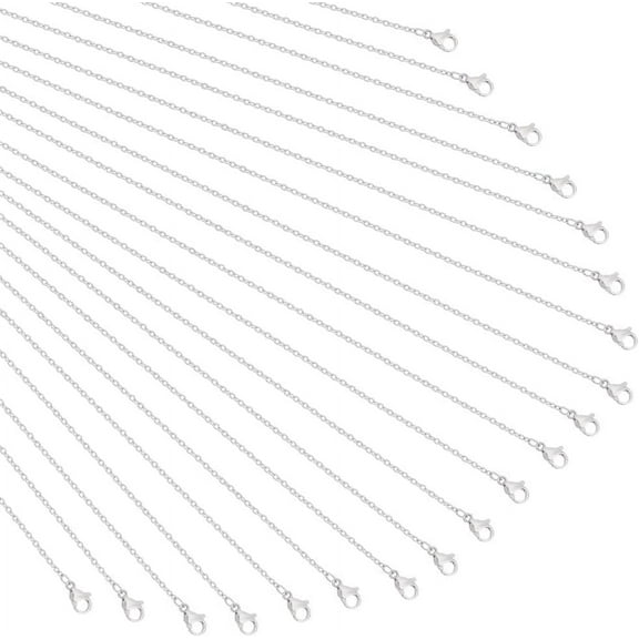 1box 20pcs 304 Stainless Steel Cable Chains Necklaces set for Men Women Stainless Steel color 24.2 inch(61.5cm)
