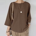 thumbnail image 1 of Hauts d'Été pour Femmes 2023 Mode T-Shirt Décontracté Col Rond Manches 3/4 Boho Grande Taille pour Femmes, 1 of 7