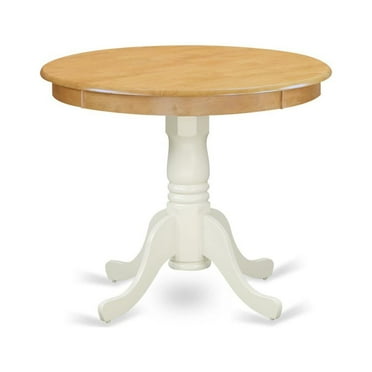 East West Furniture Antique 36" Round Wood Dining Table in Oak/White