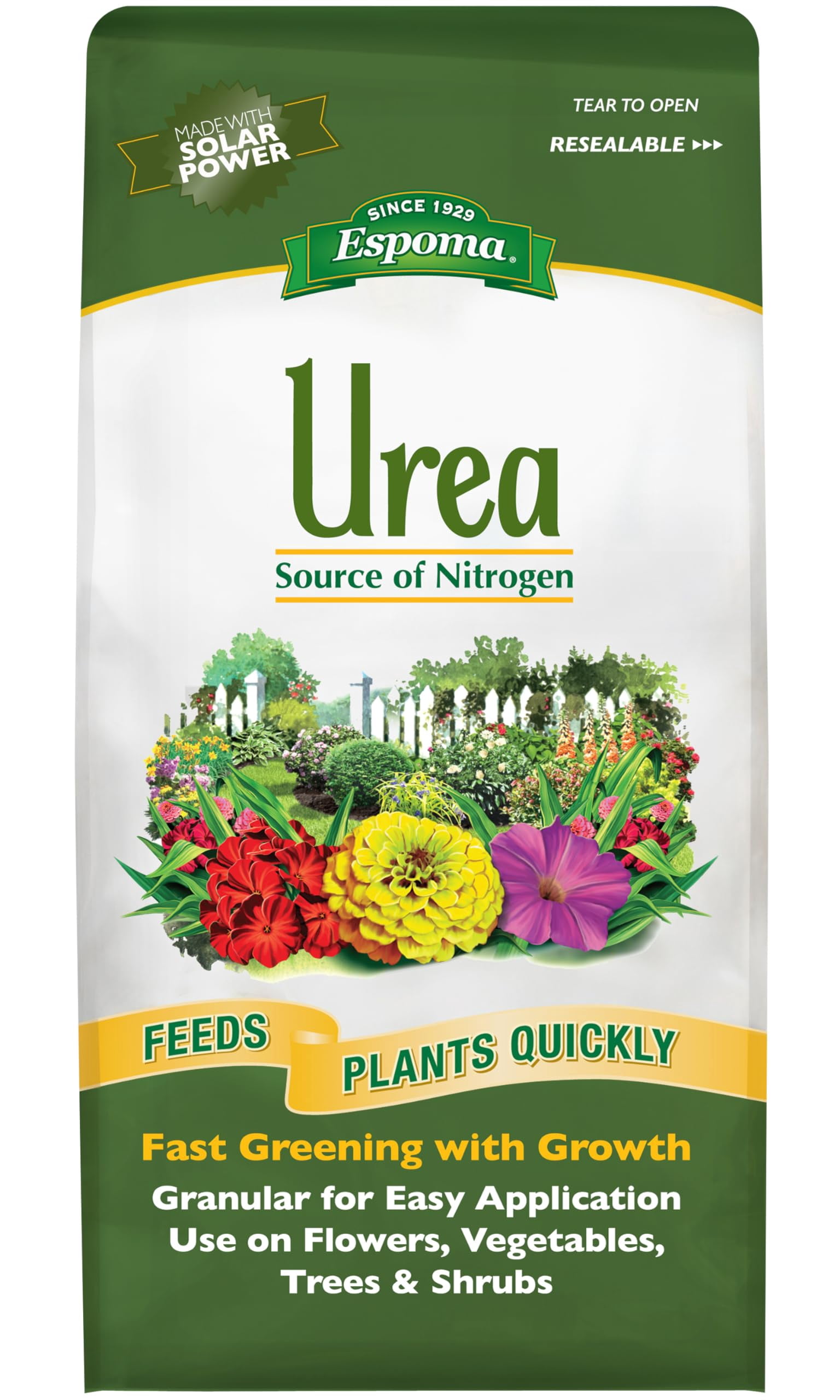 Espoma Urea Nitrogen Fertilizer 45-0-0, 4lb. Bag; Promotes Growth in All Flowering Plants, Trees, Shrubs, and Vegetables. Granular for Easy Application. Pack of One.