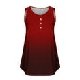thumbnail image 3 of Ecqkame Womens Tank Tops Crewneck Loose Basic Casual Summer Tops Sleeveless Pleated Button Solid Color Blouse Red XL, 3 of 4