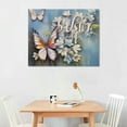 thumbnail image 3 of COMIO Farmhouse Blue Butterfly Flower Decor Wall Art Vintage Rustic Country Butterfly Just Breathe Pictures Wall Decor Canvas Painting Prints Artwork Home Decorations Framed for Bathroom Bedroom, 3 of 5