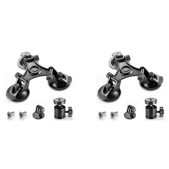 2X Car Holder Triple Vacuum Suction Cup Mount for Camera Stabilizer Accessory with Expansion Adapter
