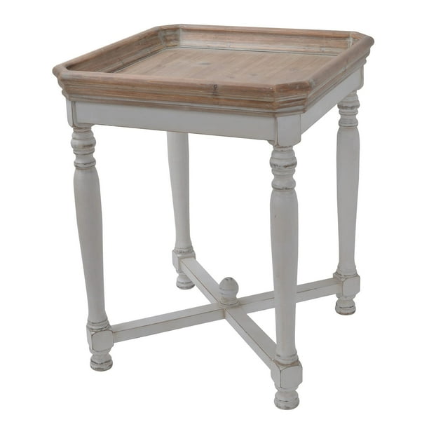 Mesa auxiliar cuadrada Benjara de 63.5 cm, madera de abeto, marrón natural