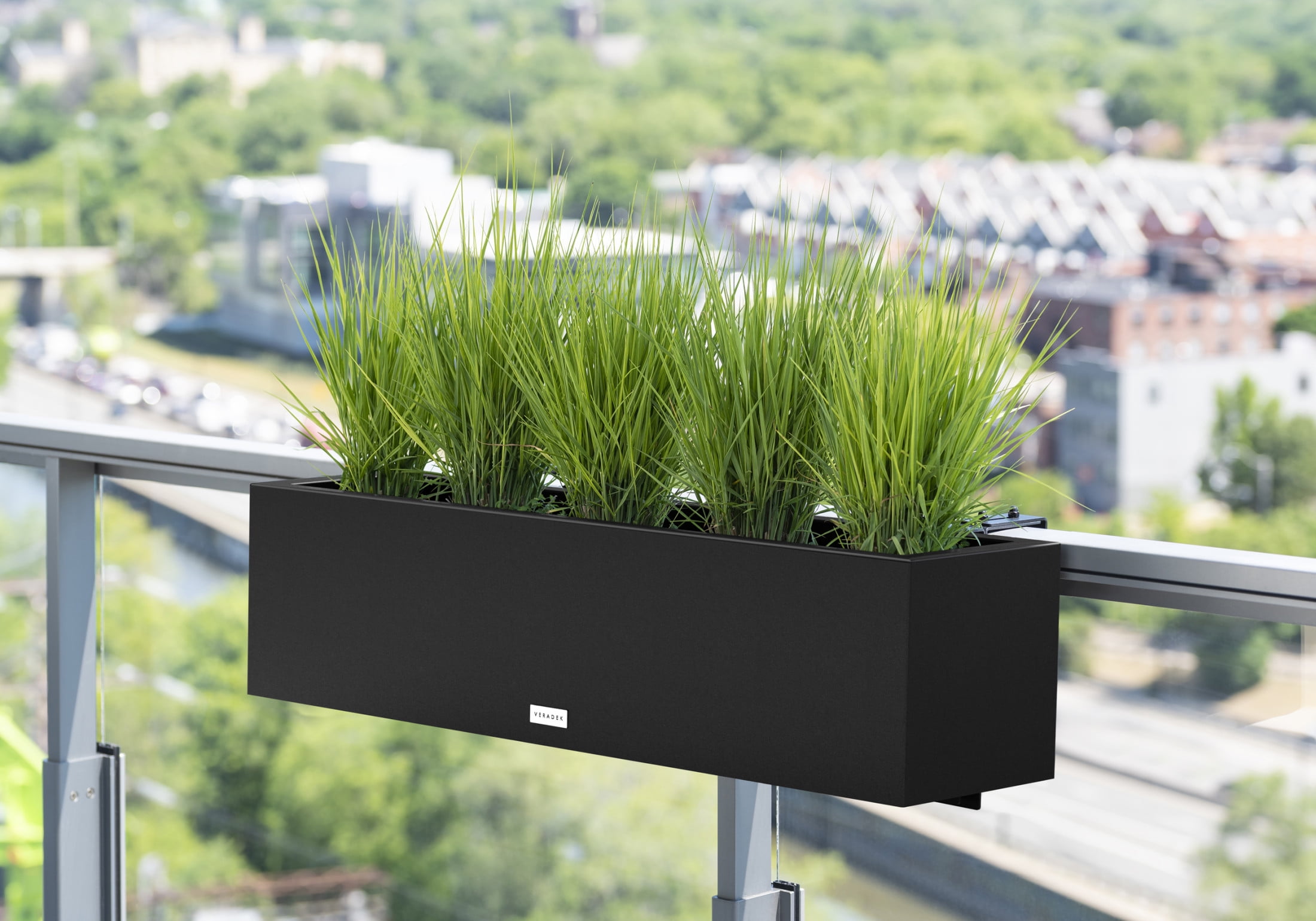 Veradek Block Series Trough 36" Plastic Planter w/ Bracket - Black